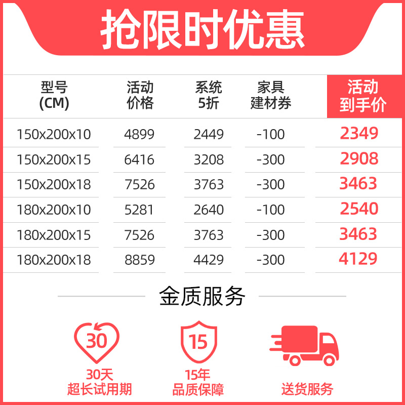 金橡树天然乳胶床垫泰k国进口1.8m床1.5米加厚高15cm18cm防螨 轻