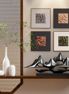 新中式侘寂风玄h关柜高档摆件客厅隔断屏风柜壁龛复古小众软装饰