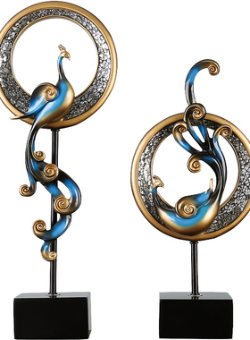 美式凤凰摆件家居饰品玄关客厅电视F柜工艺品酒柜装饰乔迁新居礼