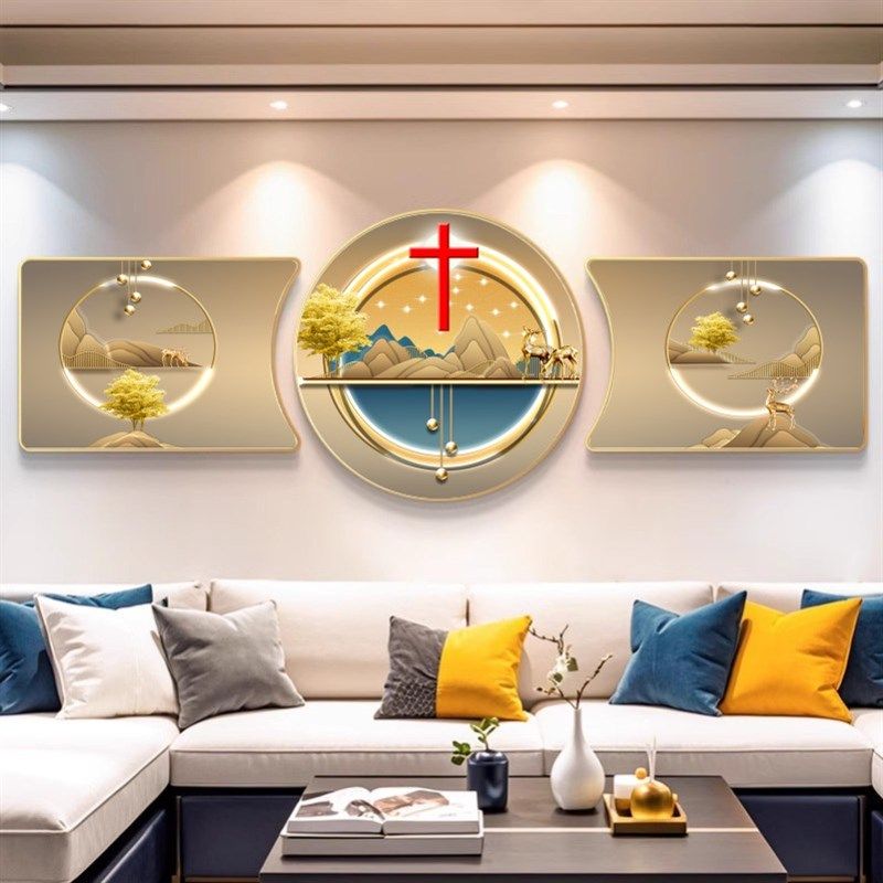 现代极简主义客厅交叉装饰画无障w碍豪华沙发背景墙挂画高端壁画2,家居饰品,现代装饰画,淘宝优惠券,粉丝福利购,淘宝优惠卷