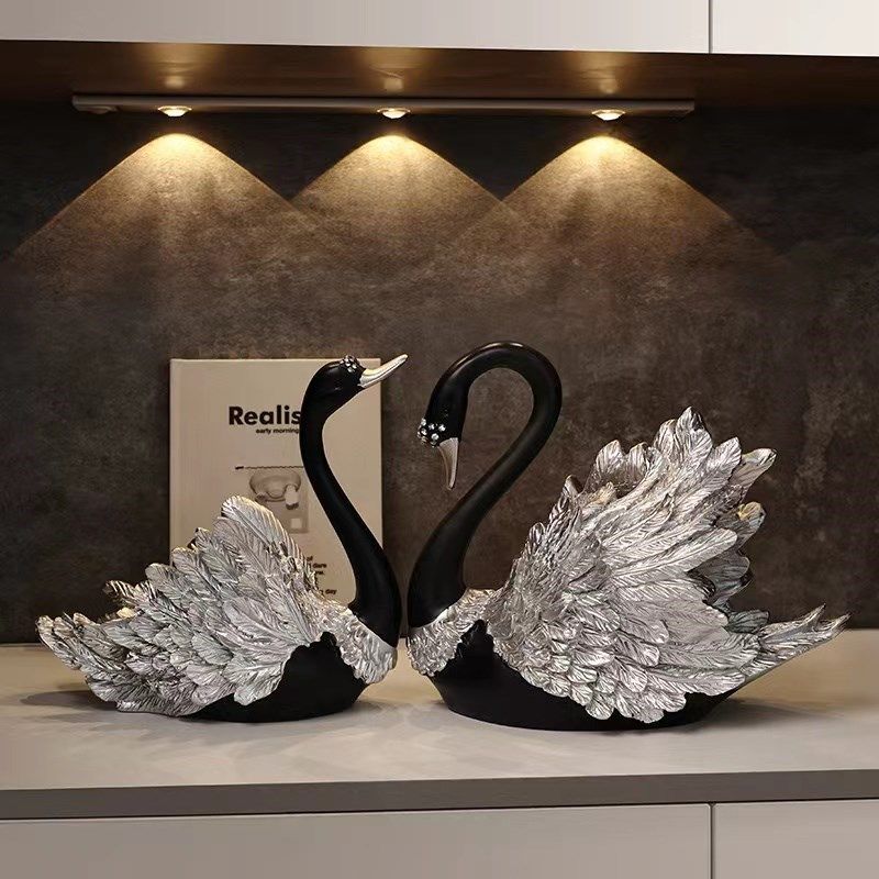 轻奢客厅情g侣天鹅摆件高级感家居酒柜电视柜装饰品,家居饰品,桌面摆件,淘宝优惠券,粉丝福利购,淘宝优惠卷