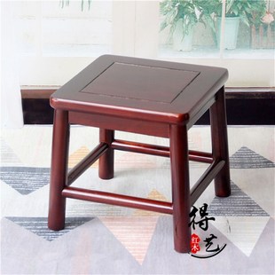 凳黑胡桃色黑色小板凳实木榫卯小Z方凳矮凳 换鞋 现代中式 成人整装