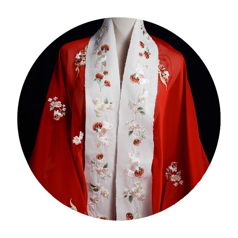 快乐兔兔草莓兔子彩线密织绣花裙头汉服织带花边边条衣缘领边玉猫