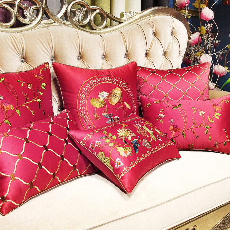 布一堂新中式沙发抱枕靠垫1057古典绣花靠枕套家用客厅靠背靠枕