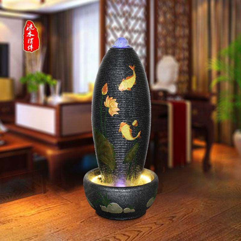 欧式生财流水喷泉摆件客厅办公室内装饰简约水景开业礼物加湿器