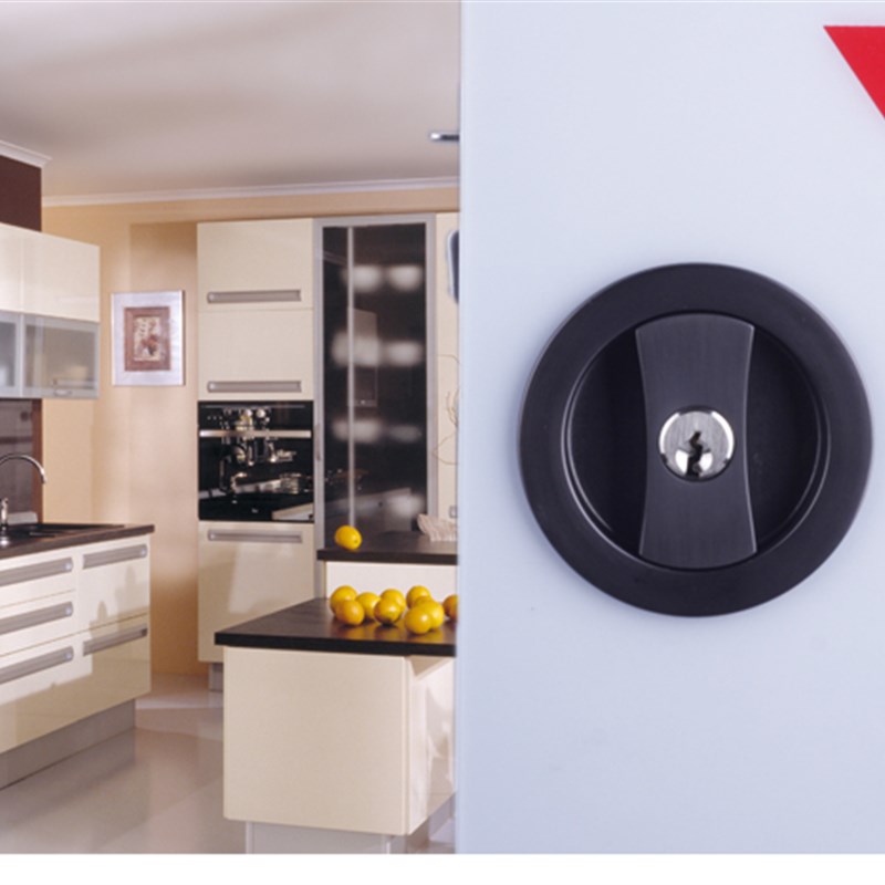 美式黑色移门锁欧式简约暗藏式门锁内嵌式推拉门锁室内仿古移门锁