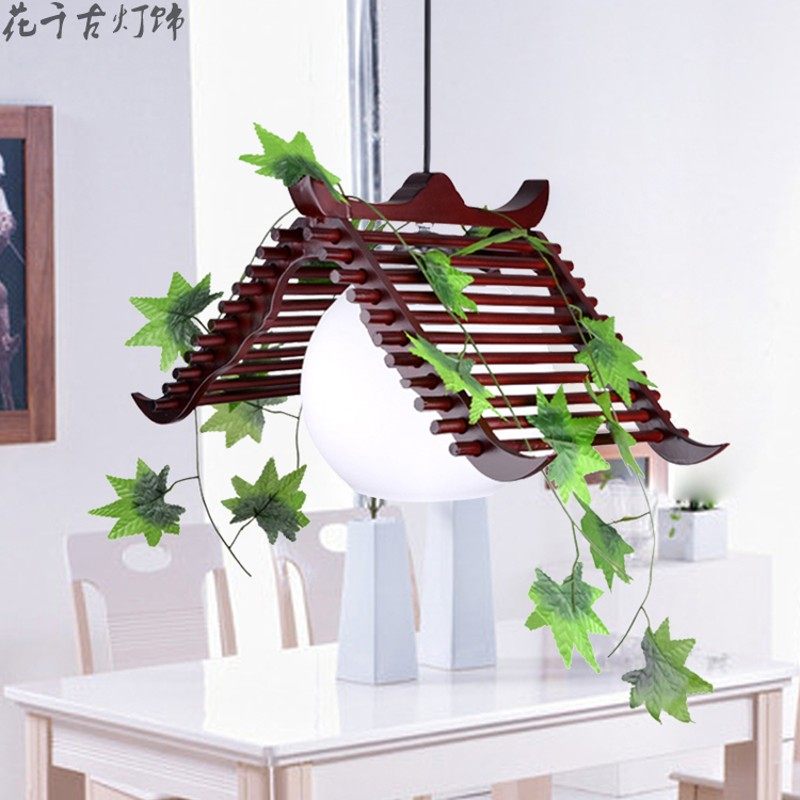 中式田园实木餐吊灯美式乡村小木屋仿古个性创意咖啡厅酒吧阳台灯