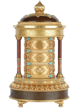 慧宝电动转金轮静音转轮铜插电怀旧礼物办公室桌面藏式转动筒摆件