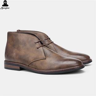 Men Desert Chukka Boots Leather Shoes Plus Size 工装沙漠靴男