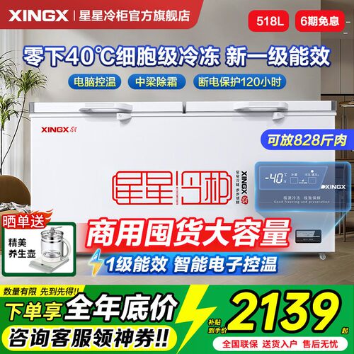 星星冰柜518/718升零下40度冷柜