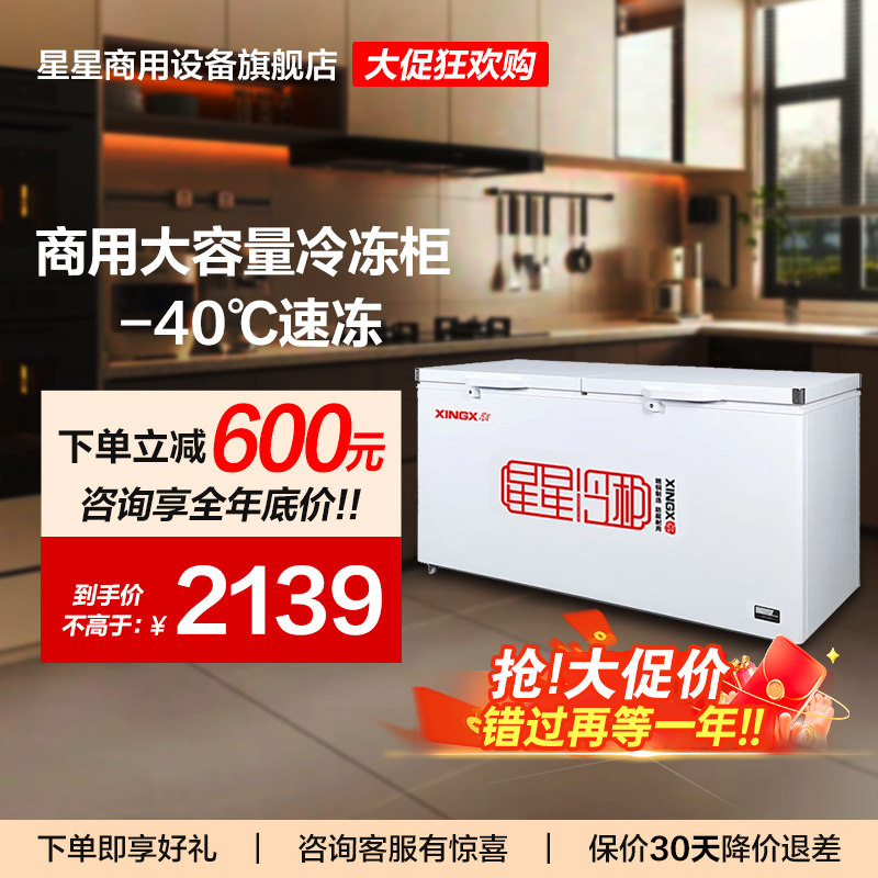 星星冰柜518/408升L大容量商用冷柜冷藏柜冷冻柜官方旗舰减霜冷柜