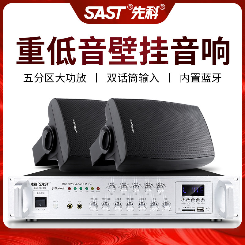 先科P80壁挂式音响功放套餐店铺商用会议室背景音乐公共广播系统