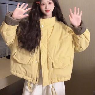 欧货夹棉外套女工装 休闲撞色保暖棉衣 风宽松立领夹克2025秋冬新款