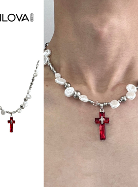 小众设计y2k锁骨十字架项链