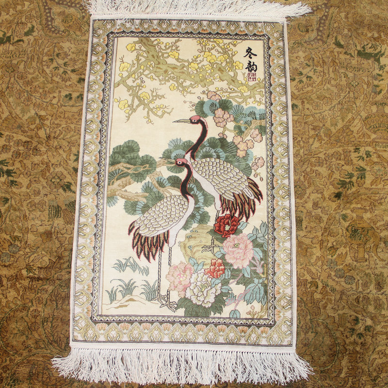 毯译 40x80厘米 10结/厘米 冬韵手工真丝艺术挂画地毯
