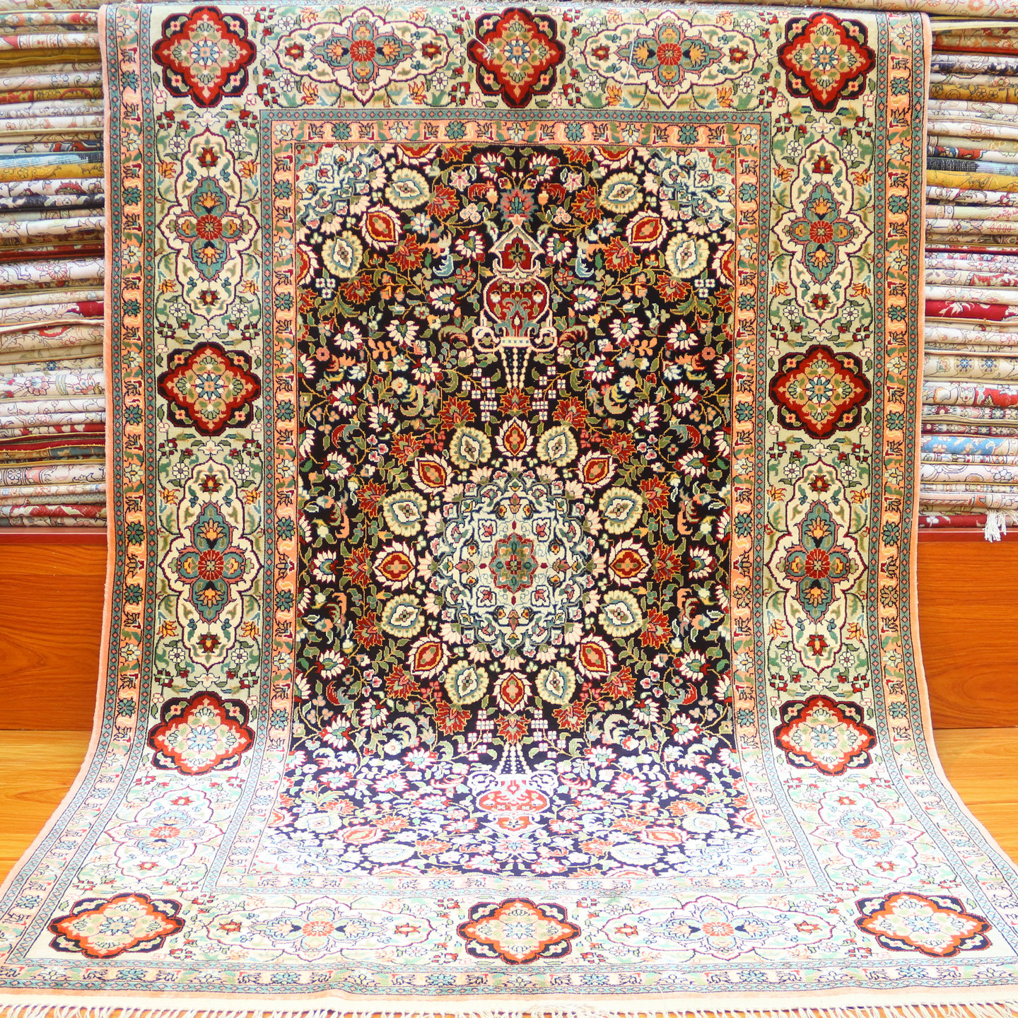 毯译 121x182厘米 出口海外波斯手工真丝地毯