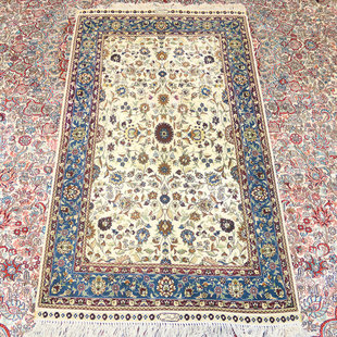 毯译 出口海外波斯手工真丝地毯 75x122厘米