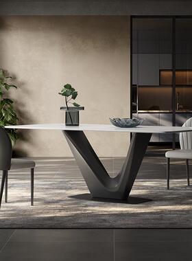 9C2024新款岩板餐桌家用小户型简约现代长方形黑色意式极简桌