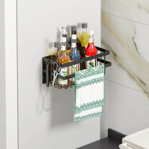 免打孔磁吸冰箱置物架侧面调料架壁挂厨房挂篮多功能收纳架