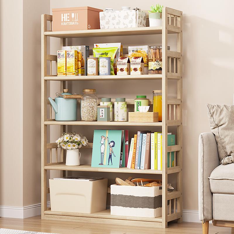 实木飘窗书架置物架家用落地学生儿童收纳柜多层书柜茶架子展示架