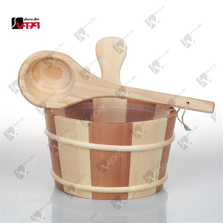 厂价直销桑拿木桶7L无底红雪松+松木拼接桶木勺桑拿配件附件