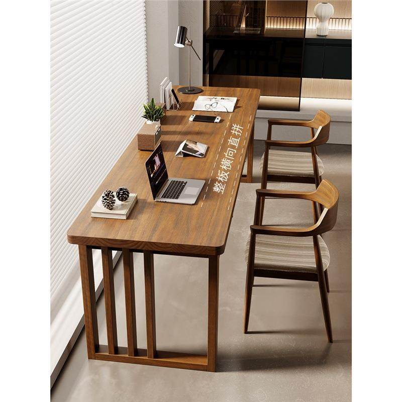 北欧实木书桌儿童写字桌家用双人抽屉简约转角卧室长条电脑办公桌