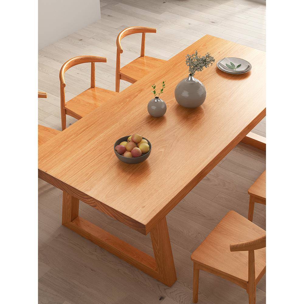 北欧实木餐桌椅组合长条桌子家用休闲现代简约客厅餐厅饭桌原木
