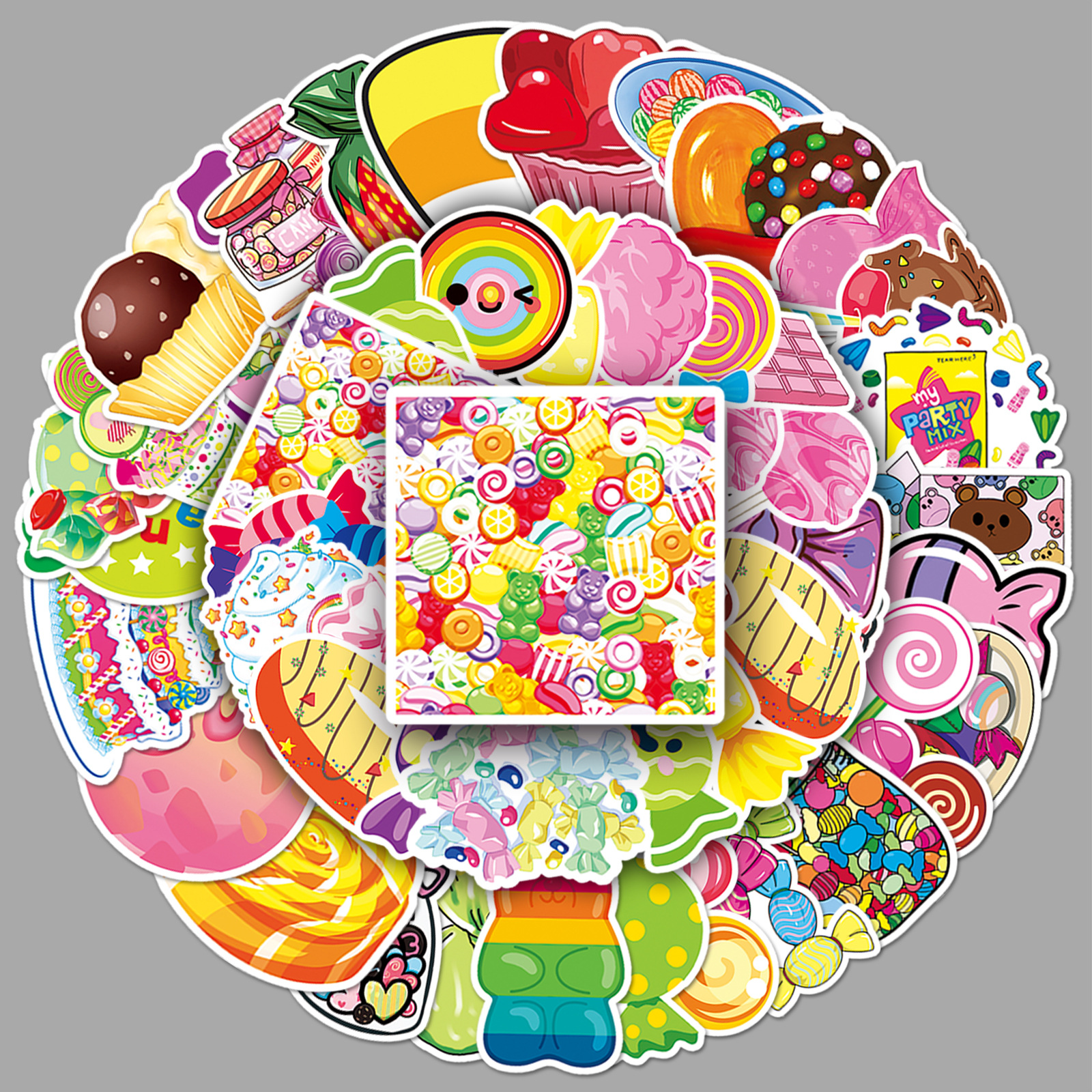 50张糖果可爱个性diy贴纸创意行李箱滑板车电脑平板卡通装饰贴纸