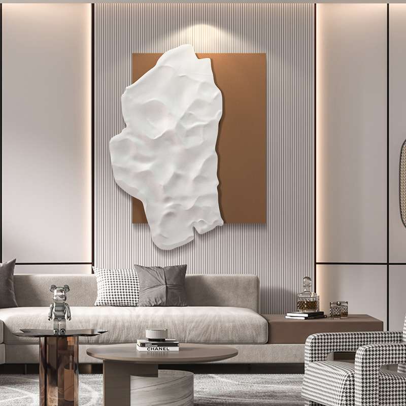 现代轻奢入户玄关装饰画3d立体浮雕过道走廊竖版壁画客厅背景挂画图片