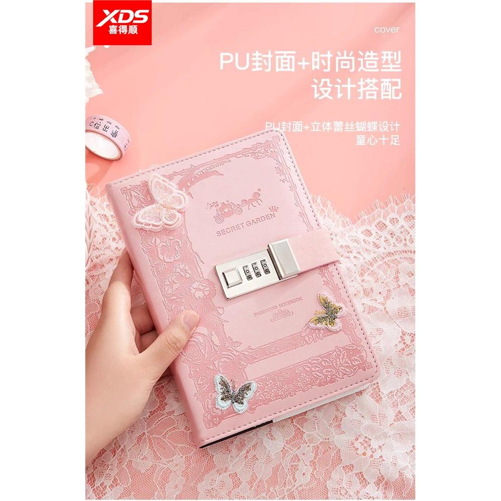 复古密码本带锁日记本创意十二星座内页手账密码笔记本本子多功能记事本小学生网红文艺田字方字格文具儿童本