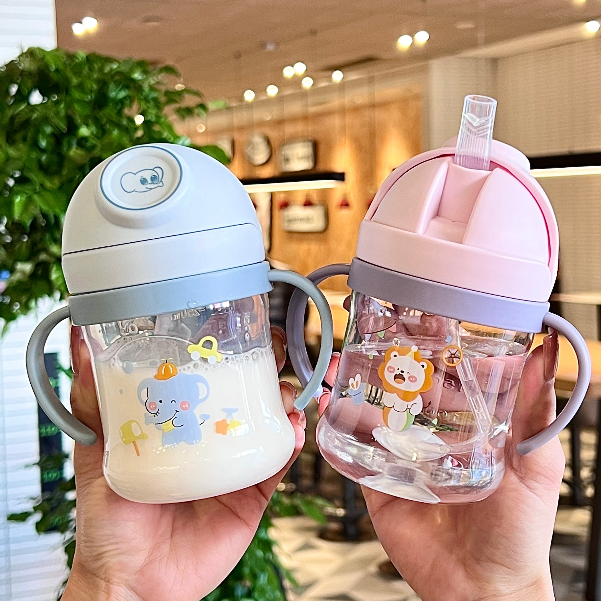 儿童水杯喝水杯宝宝吸管婴儿饮水杯吸管水壶外出带重力球可爱杯子,餐饮具,吸管杯,淘宝优惠券,粉丝福利购,淘宝优惠卷