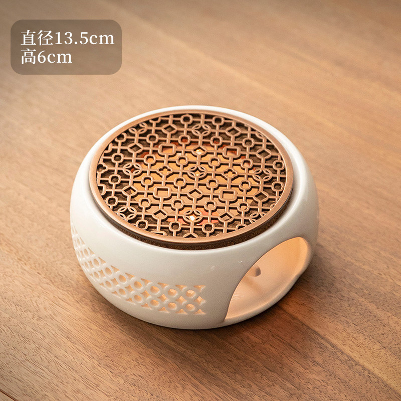 暖茶温茶炉玻璃花茶壶蜡烛煮茶炉陶瓷底座加热炉餐厅烤橘子温茶器