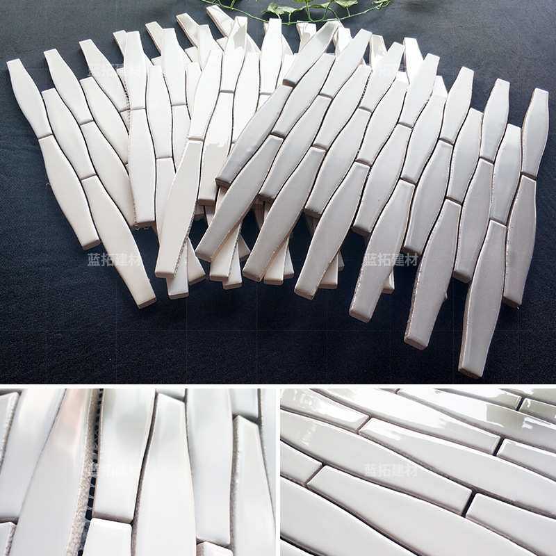 简约现代陶瓷马赛克菱形灰色条形全瓷内墙砖阳台浴室卫生间背景墙