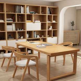 严选实木大书桌学校图书馆莫比恩书桌办公桌学生儿童阅读看书桌子