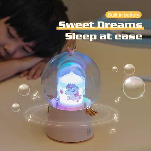 旋转木马音乐盒创意七彩氛围天使小夜灯卧室床头睡眠梦幻儿童礼品