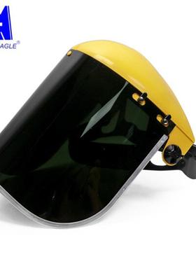 蓝鹰B1YE+FC48G5头戴式防护面罩 防打磨化学飞溅 墨绿面屏+黄帽顶