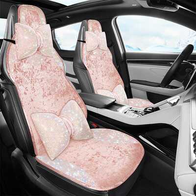 24年全钻半包围毛绒女士分体头连体头通用冬季汽车坐垫座椅套座垫