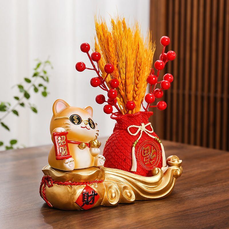 新中式招财猫桌面摆件家居饰品客厅玄关酒柜电视柜办公桌招财装饰
