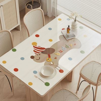 卡通透明软玻璃pvc餐桌垫防水防油免洗桌布轻奢高级感茶几保护垫