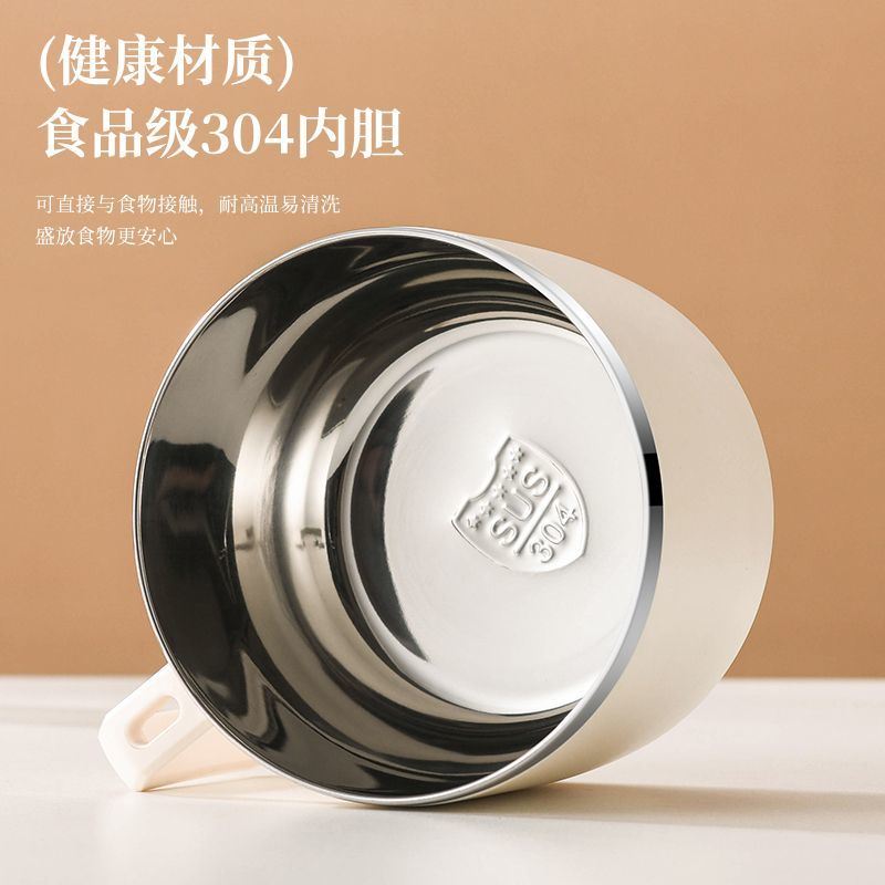 304不锈钢泡面碗带盖学生泡面碗宿舍方可沥水泡面碗自带筷子面碗