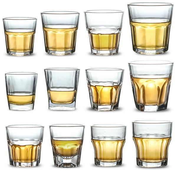 钢化玻璃杯子八角杯啤酒杯家用加厚KTV酒吧威士忌洋酒杯烈酒水杯