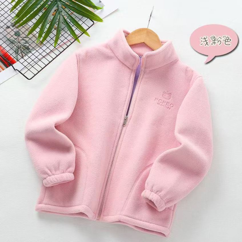 春秋季儿童摇粒绒外套新款童装男童女童秋冬上衣加厚加绒抓绒卫衣