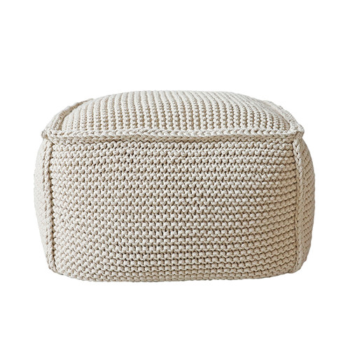 侘寂手工棉绳编织方形懒人沙发坐墩豆包软包茶几方几床尾脚凳脚踏