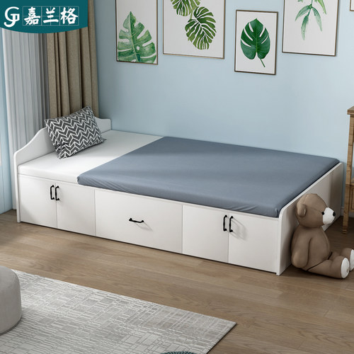 高箱带抽屉储物床1米1.2单人床小户型板式多功能气动上翻床1.5米