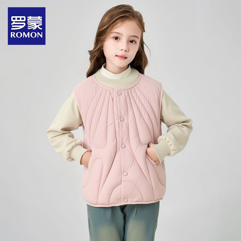 罗蒙女童鸭绒马甲校服神器新款