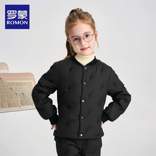罗蒙女童轻薄羽绒服中大童羽绒套装保暖男童小学生校服内胆神器冬