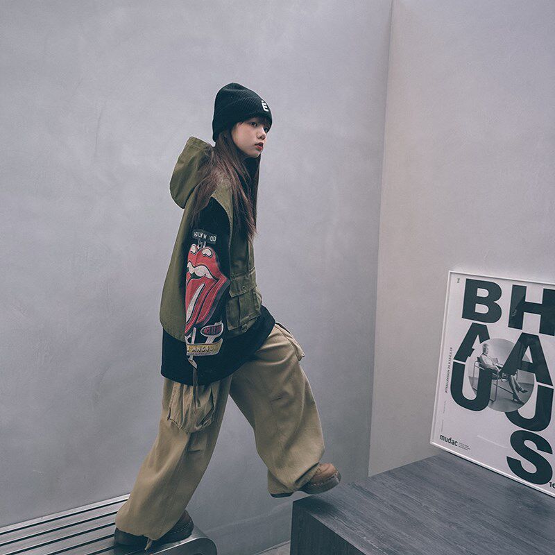 冷大娘定制男女中大童工装马甲百搭街拍街舞表演出背心上衣亲子款