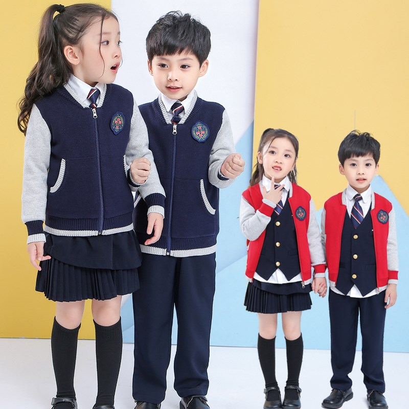 新款小学生班服幼儿园园服西装校服春秋毕业季套装英伦风儿童马甲