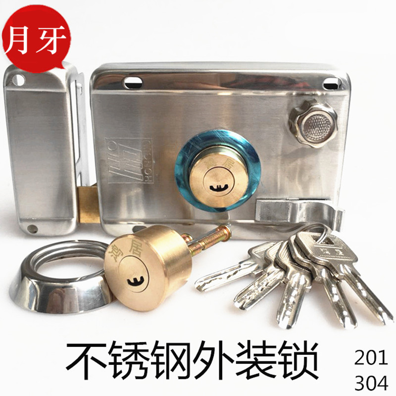 304不锈钢防盗锁大门锁室内外房门外装锁老式防盗门锁木门铁门锁