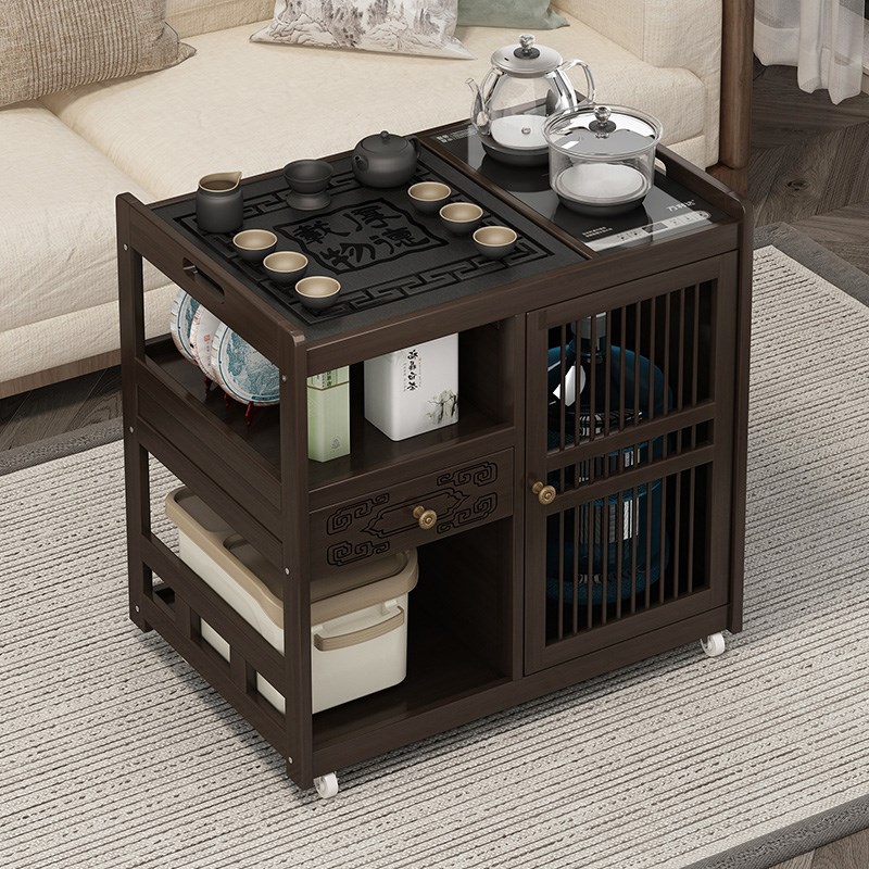 移动茶台小茶桌家用实木茶车带轮阳台功夫茶几茶具套餐烧水壶一体